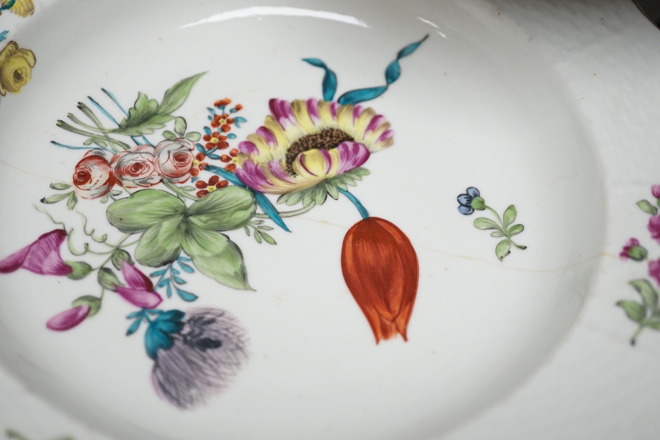 Four Herend porcelain dishes, a comport and sauce boat with integral stand, late 19th/early 20th century